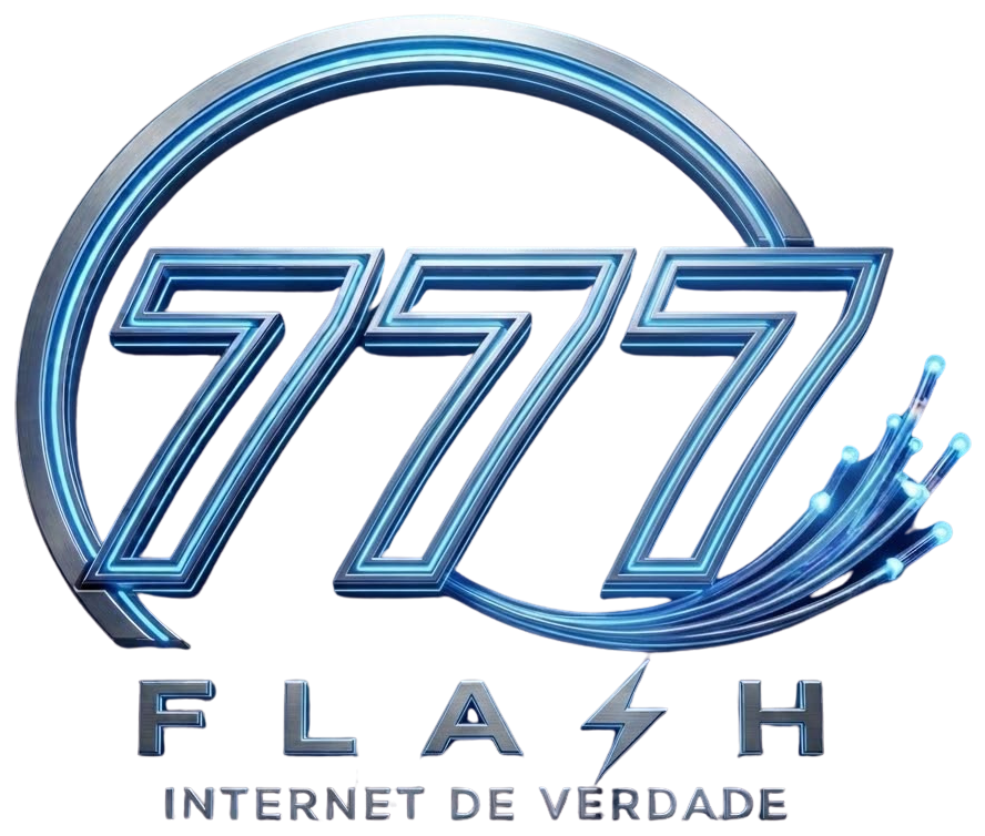 Logo azul da 777 Flash Internet